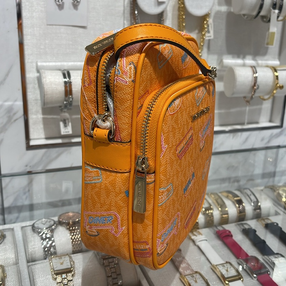 MICHAEL KORS Jet Set Md Printed Signature Logo Crossbody NS CHAIN XBODY Flight - Picture 3 of 16